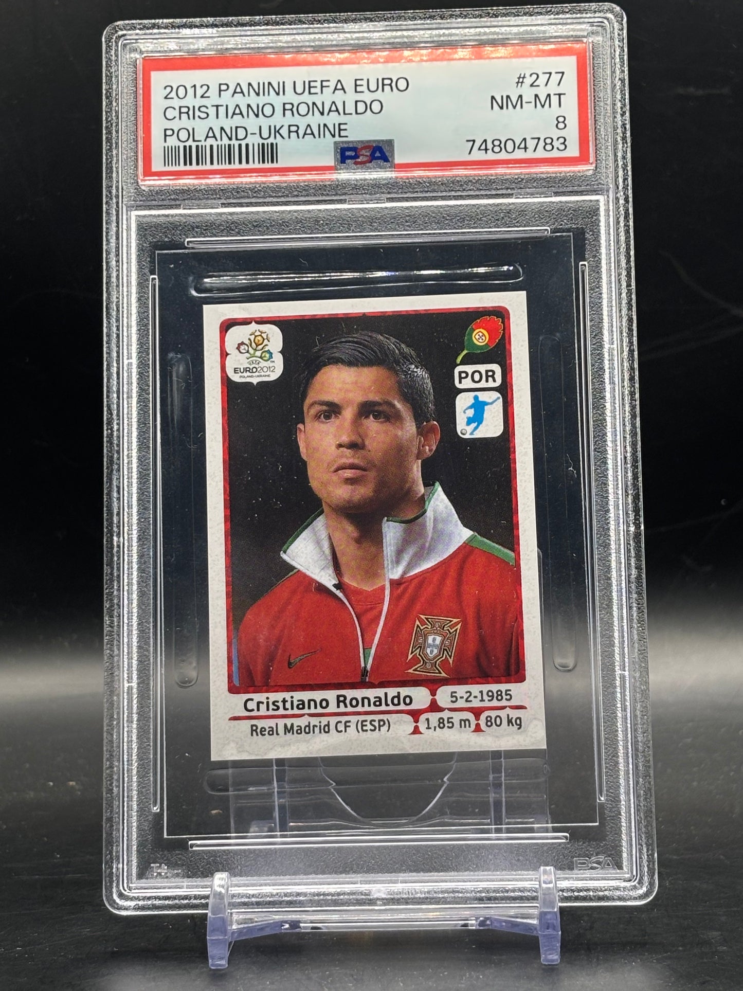 2012 Panini UEFA Euro Sticker Cristiano Ronaldo Portugal PSA 8 74804783