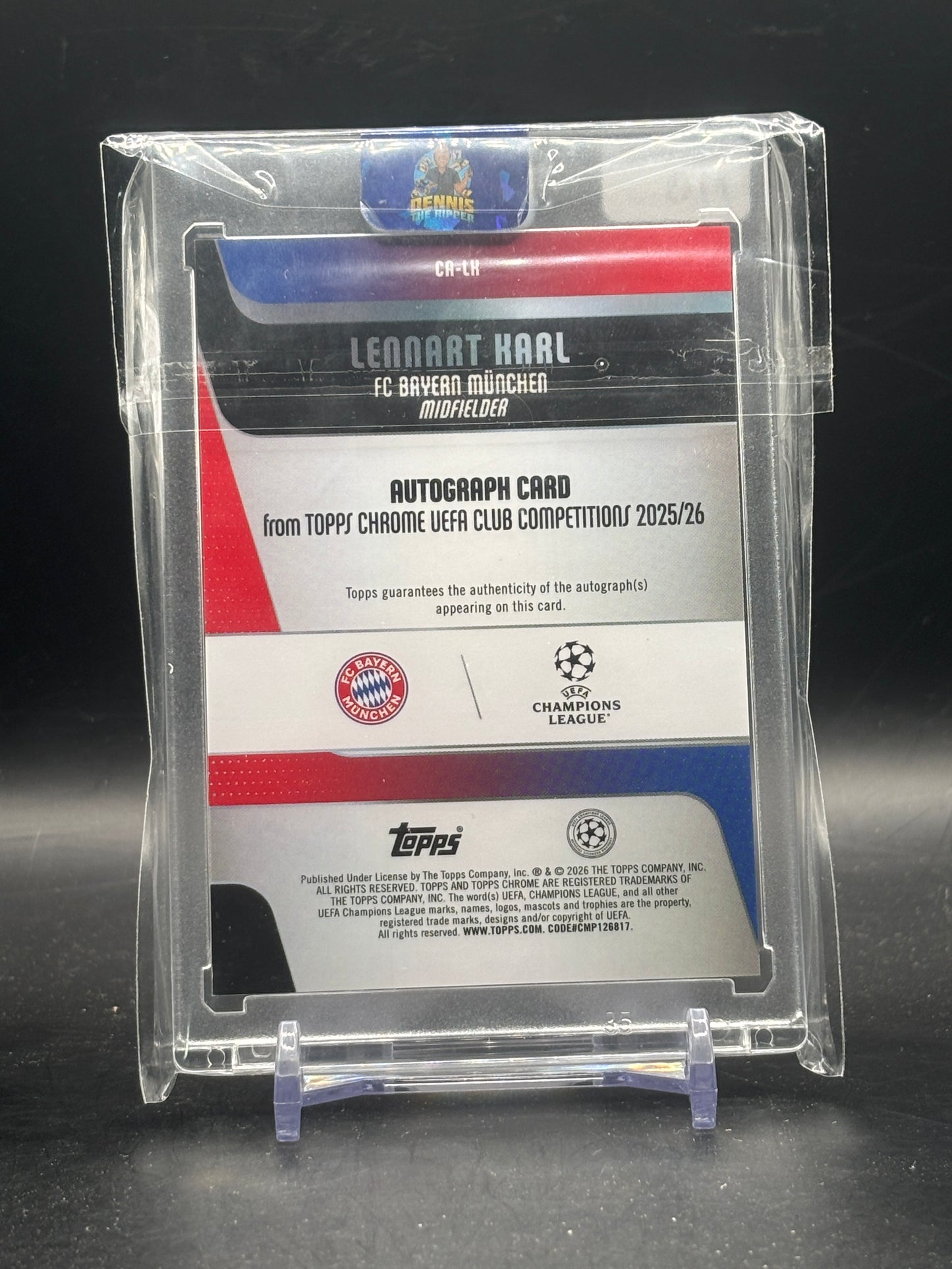 2025-26 Topps Chrome UCC Lennart Karl FC Bayern München True Black Auto 03/10