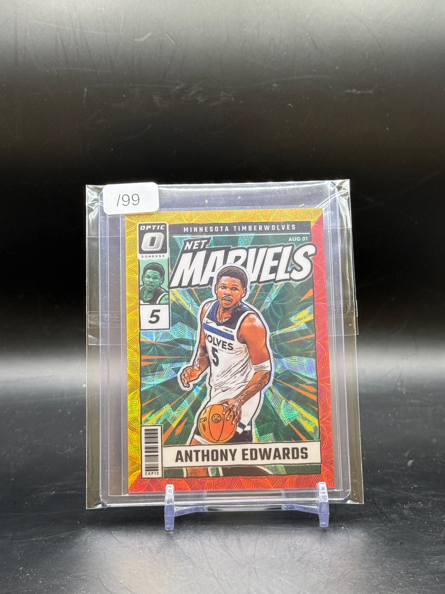 2024-25 Panini Donruss Optic NBA Anthony Edwards Minnesota Timberwolves Net Marvels Red & Gold International 20/99