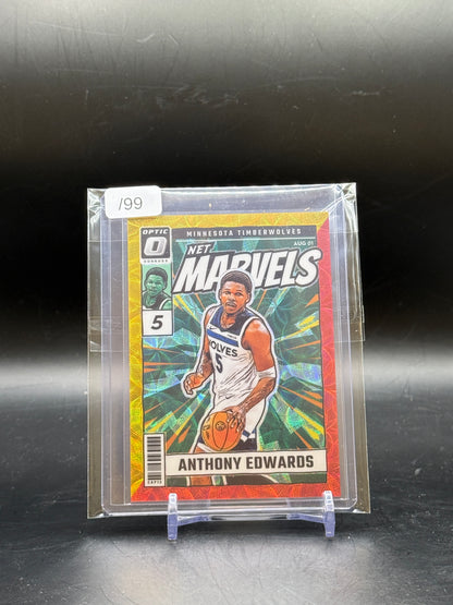 2024-25 Panini Donruss Optic NBA Anthony Edwards Minnesota Timberwolves Net Marvels Red & Gold International 20/99