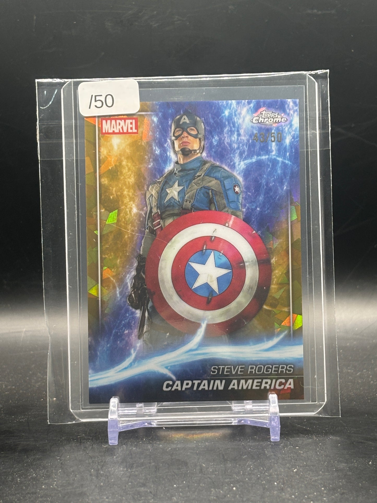 2025 Topps Chrome Sapphire Marvel Studios Steve Rogers Captain America 43/50