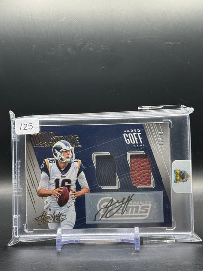 2018 Panini Absolute NFL Jared Goff Los Angeles Rams Tools of the Trade Patch Auto 02/25