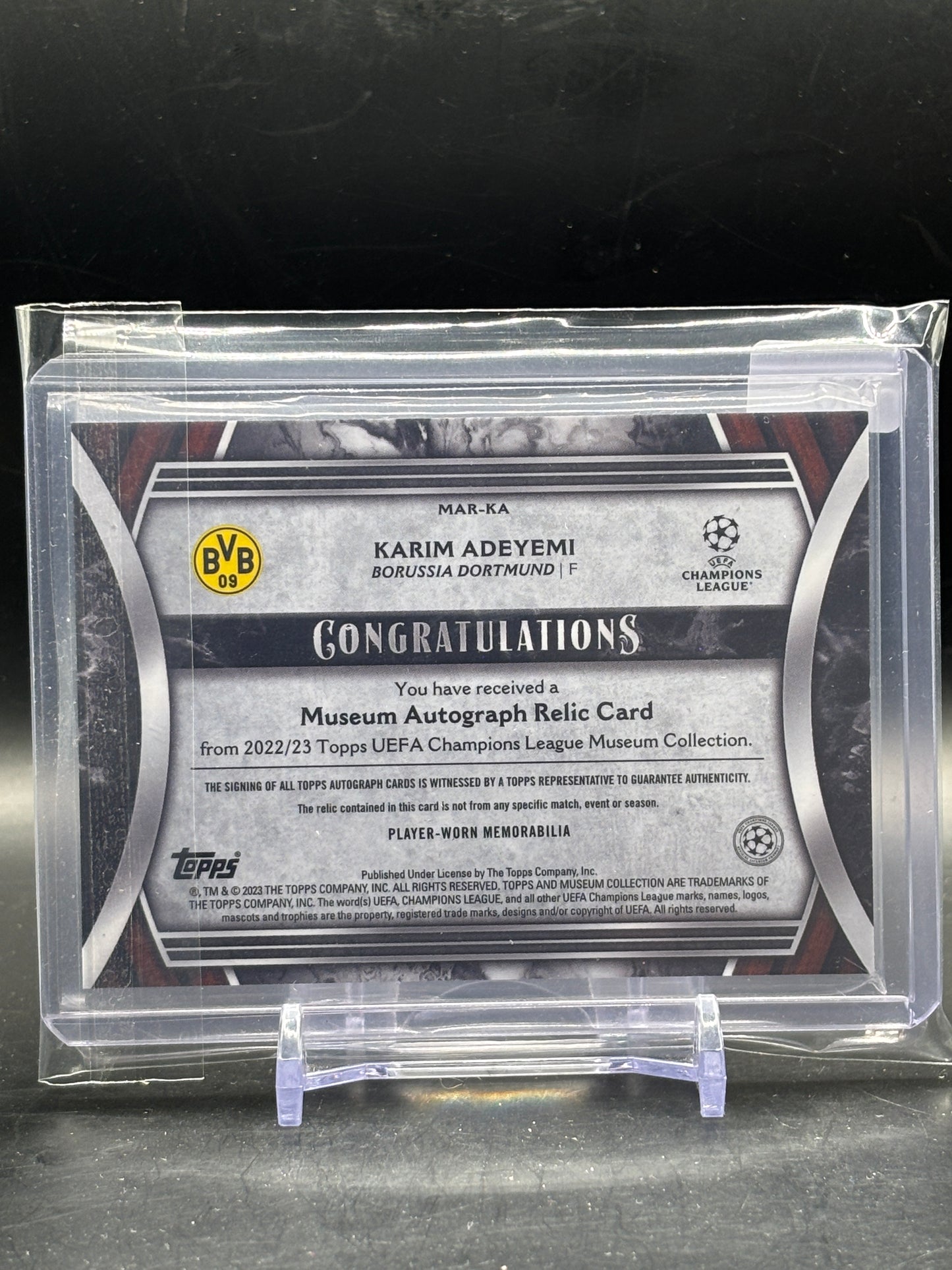 2022-23 Topps Museum UCC Karmin Adeyemi Borussia Dortmund Patch Auto 19/50
