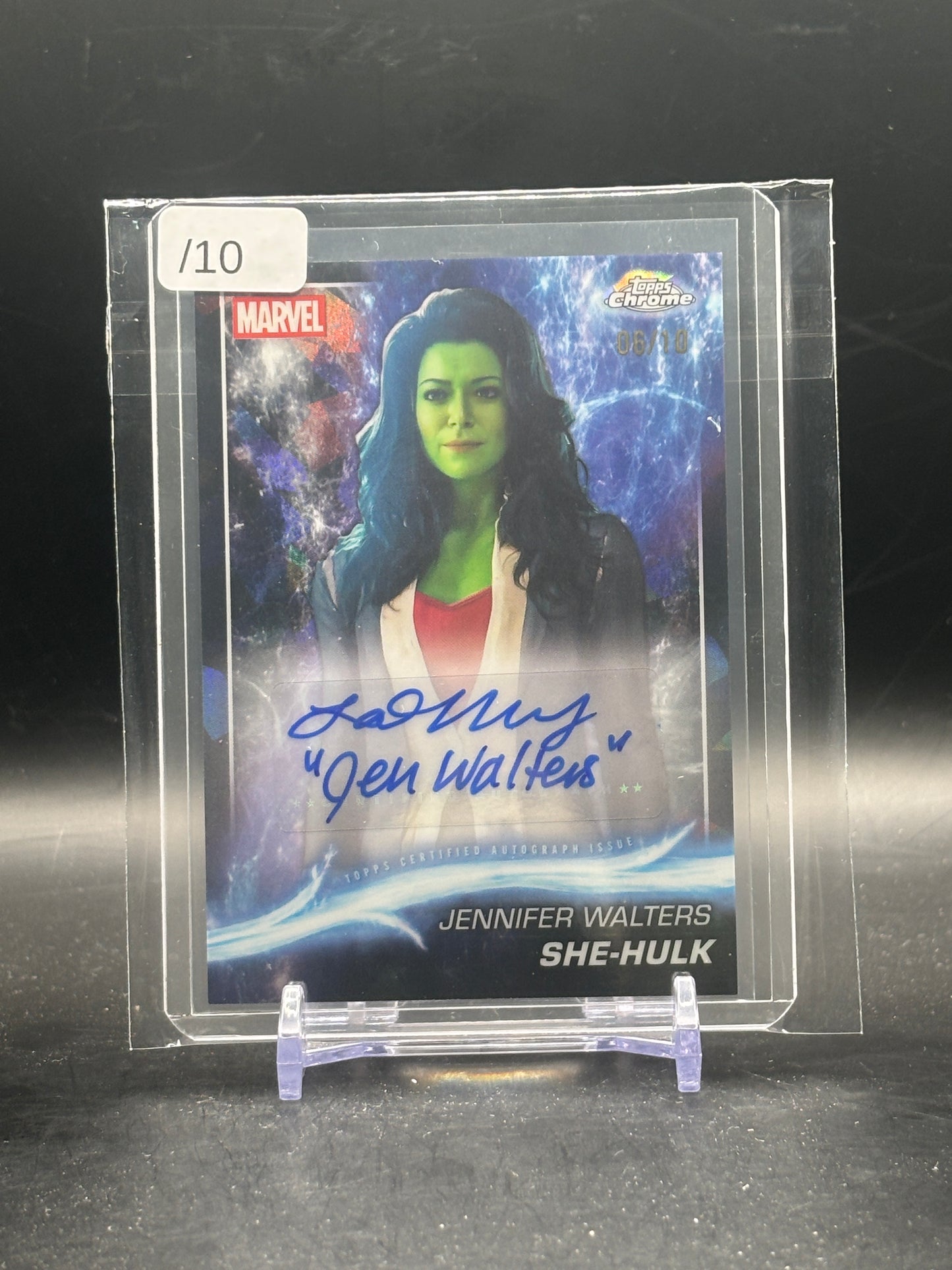 2025 Topps Chrome Sapphire Marvel Studios Tatian Maslany She-Hulk Black Auto 06/10