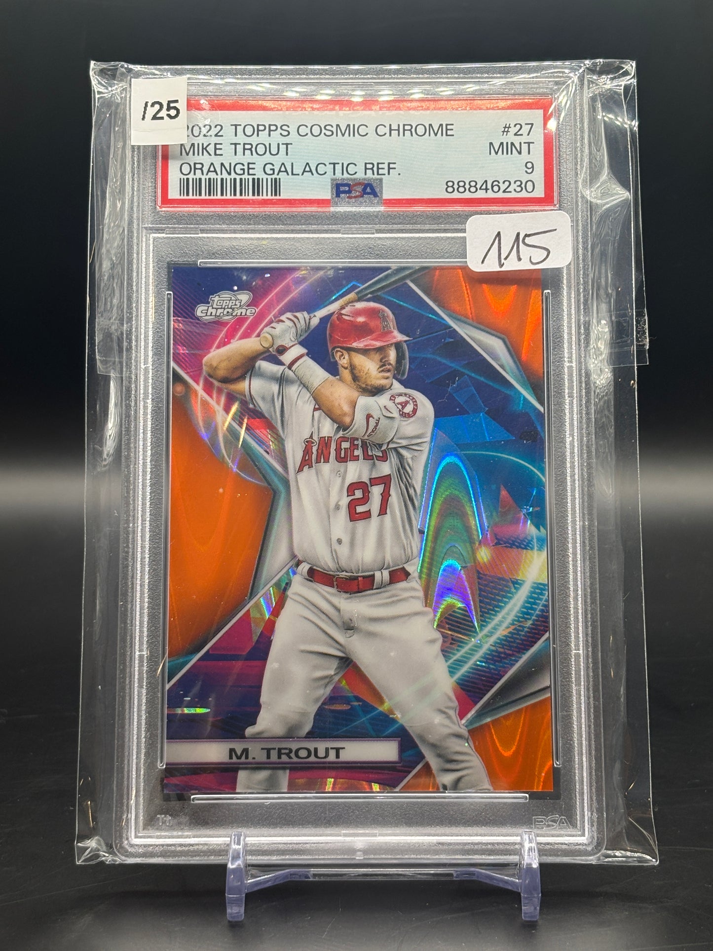 2022 Topps Cosmic Chrome Mike Trout /25 Orange PSA 9