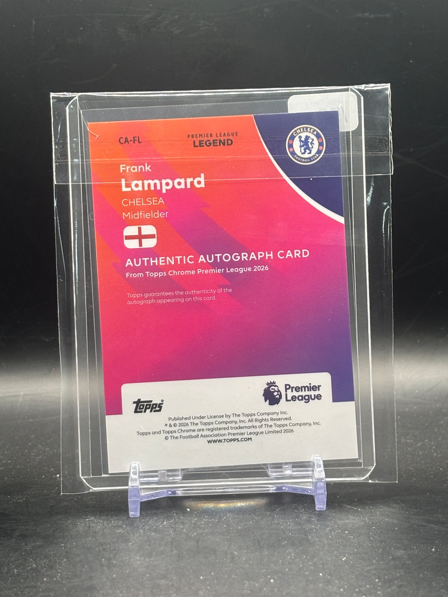 2026 Topps Chrome Premier League Frank Lampard Chelsea Gold Wave Auto 28/50