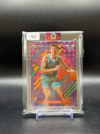 2025-26 Topps Finest NBA Kon Knueppel Charlotte Hornets Rare Purple Geometric Refractor 21/50