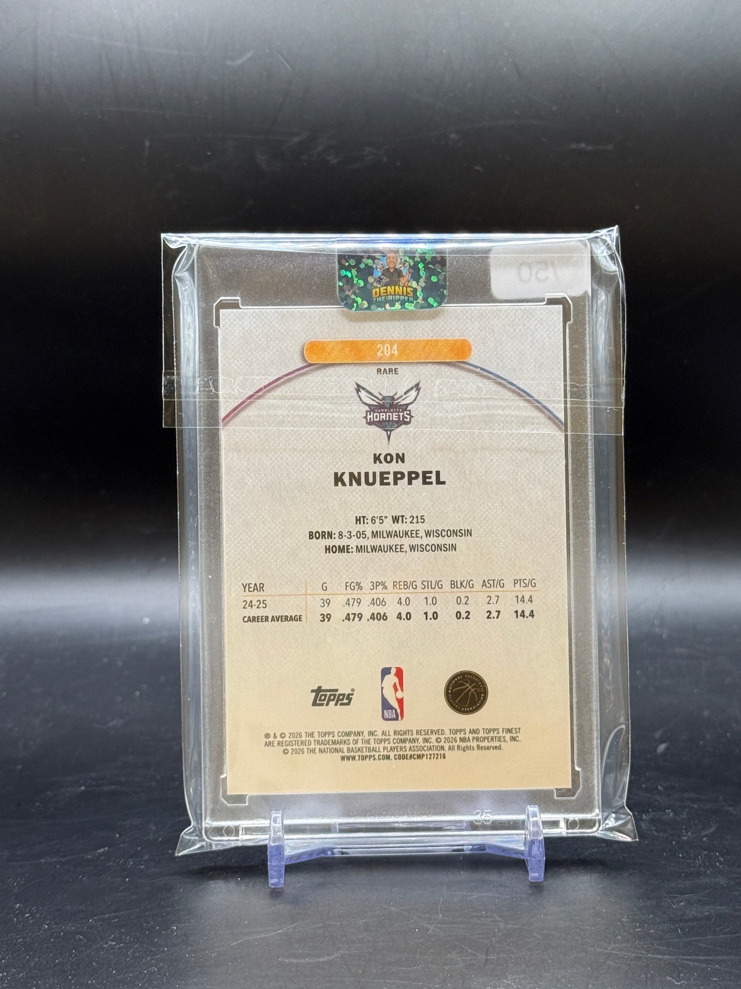 2025-26 Topps Finest NBA Kon Knueppel Charlotte Hornets Rare Purple Geometric Refractor 21/50