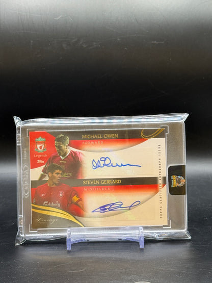 2022-23 Topps Liverpool Lineage Michael Owen / Steven Gerrard Co-Signer Auto