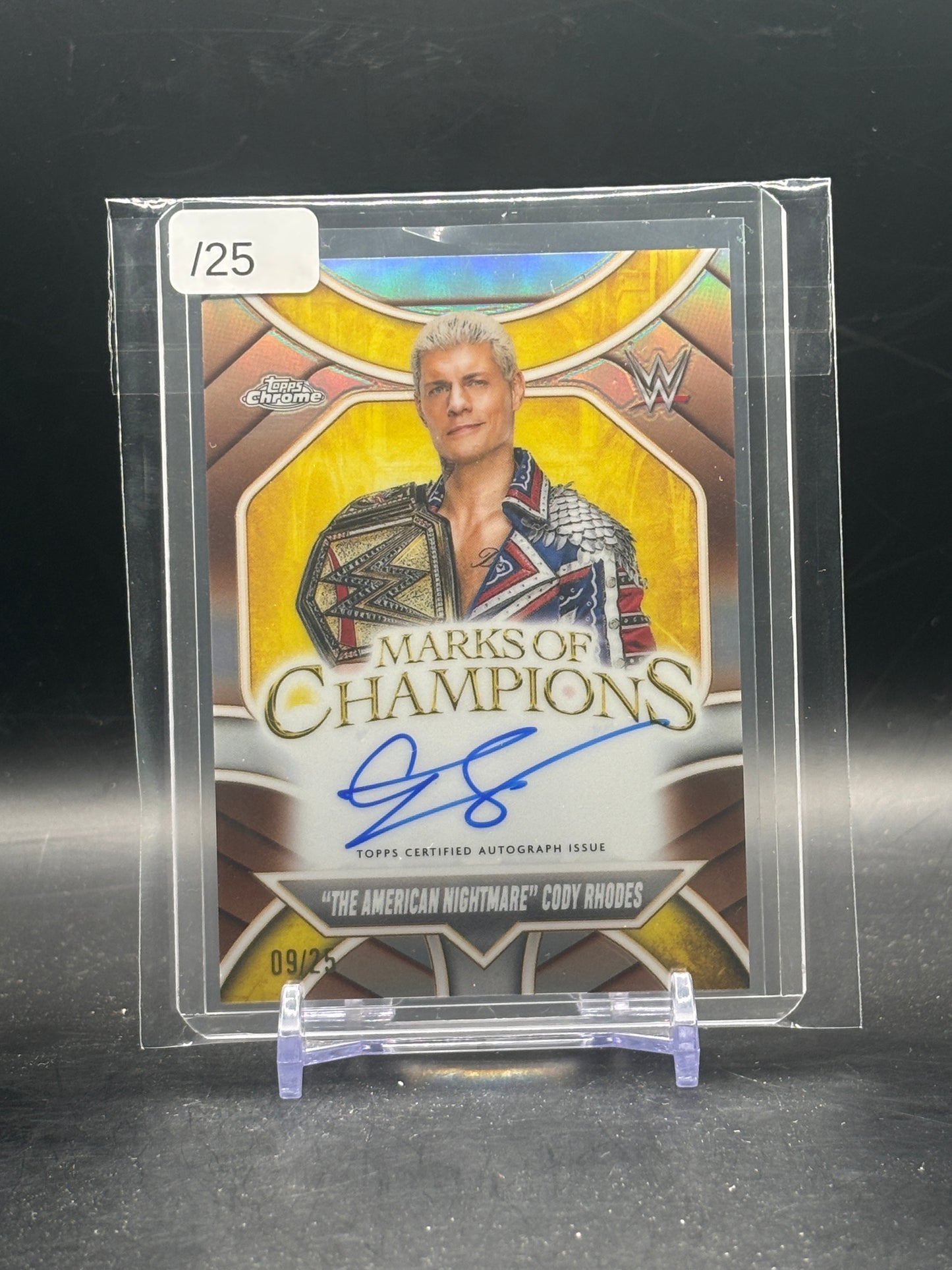 2025 Topps Chrome WWE The American Nightmare Cody Rhodes Marks of Champions Auto 09/25