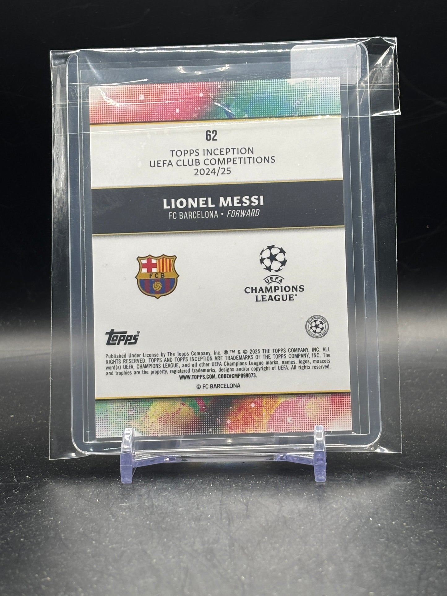 2024-25 Topps Inception UCC Lionel Messi FC Barcelona Purple Inception Point 44/75