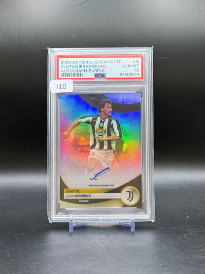 2023-24 Topps Juventus Team Set Zlatan Ibrahimovic Purple Auto 05/10 PSA 10 94506814