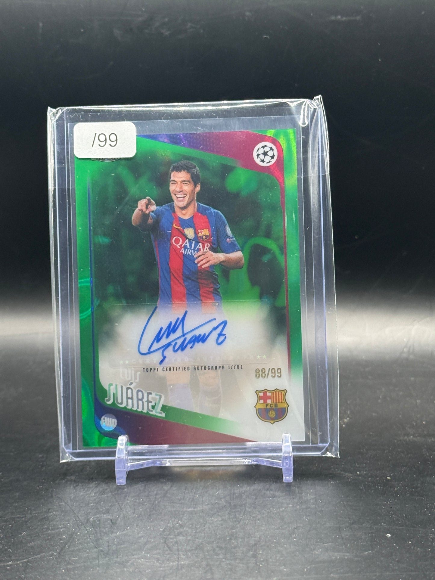 2025-26 Topps Chrome UCC Luis Suarez FC Barcelona Green Lava Auto 88/99