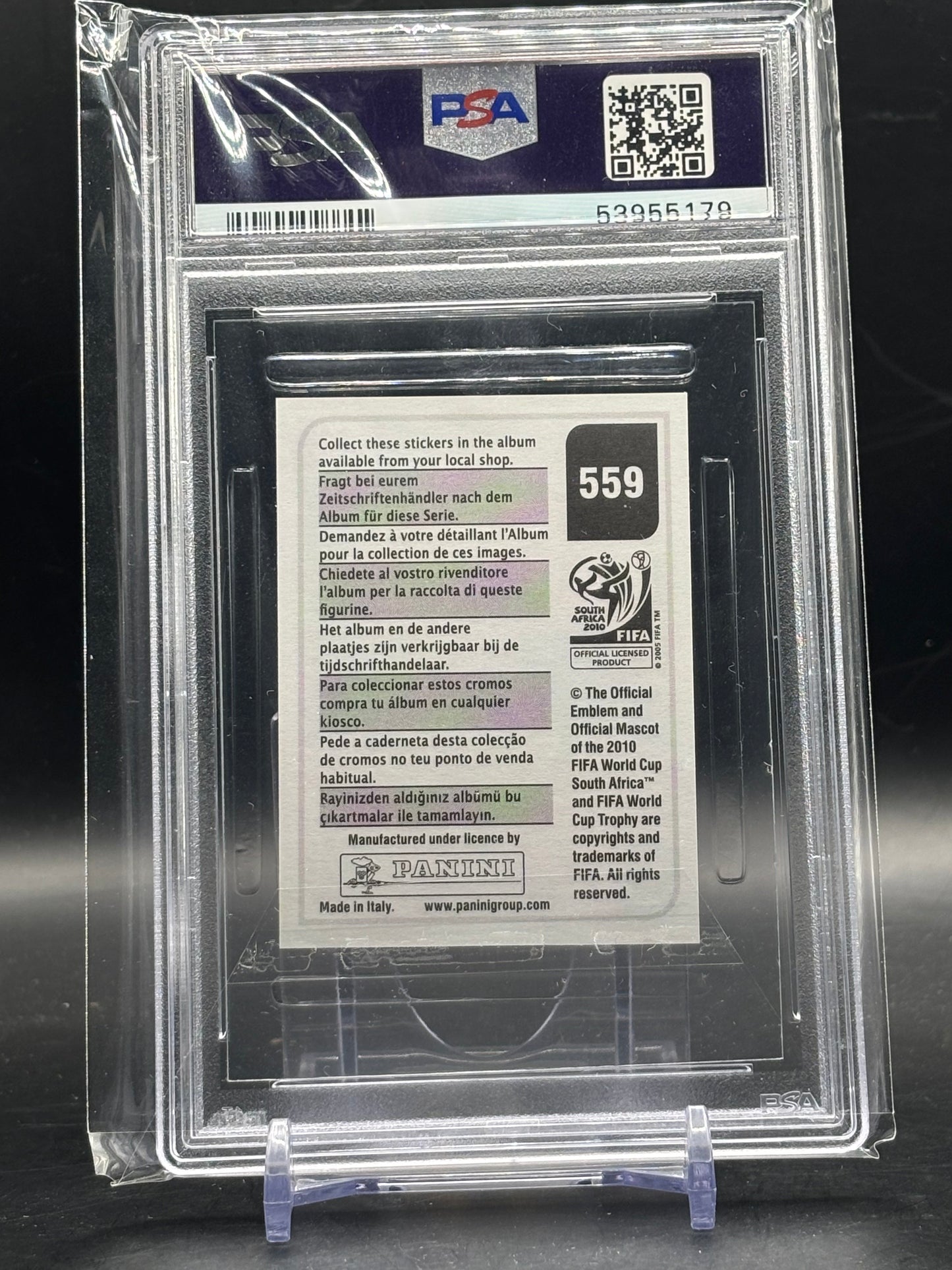 2010 Panini World Cup Sticker Cristiano Ronaldo Portugal PSA 9 53955179