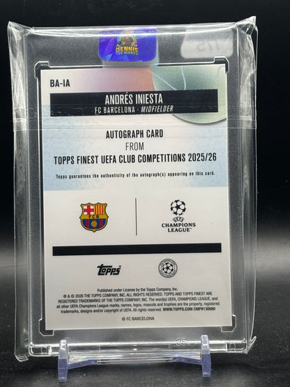 2025-26 Topps Finest UCC Andres Iniesta FC Barcelona Purple Wave Auto 12/75
