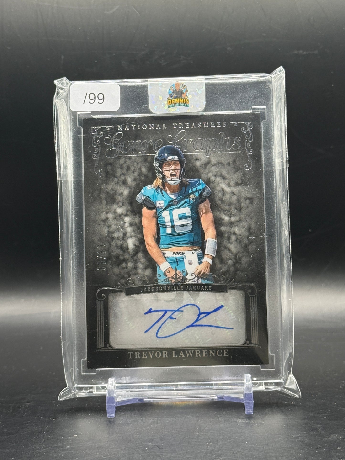 2025 Panini National Treasures NFL Trevor Lawrence Jacksonville Jaguars Genre Graphs Auto 18/99