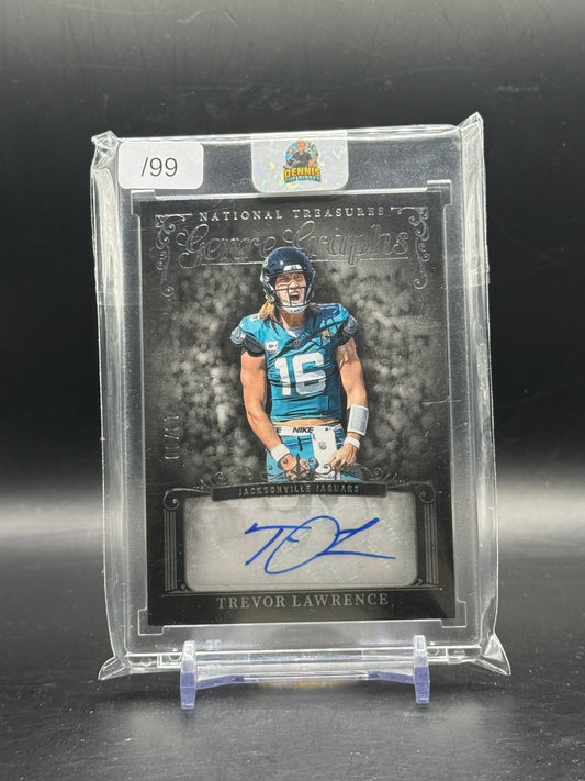 2025 Panini National Treasures NFL Trevor Lawrence Jacksonville Jaguars Genre Graphs Auto 18/99