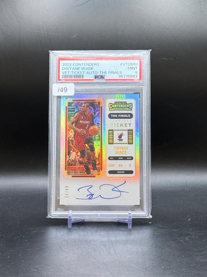 2022 Panini Contenders NBA Dwyane Wade Miami Heat Finals Ticket Auto 34/49 PSA 9 95770562