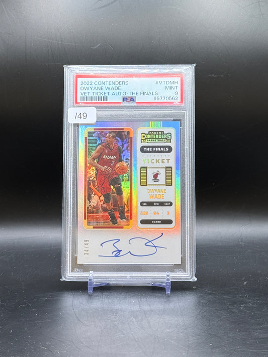 2022 Panini Contenders NBA Dwyane Wade Miami Heat Finals Ticket Auto 34/49 PSA 9 95770562