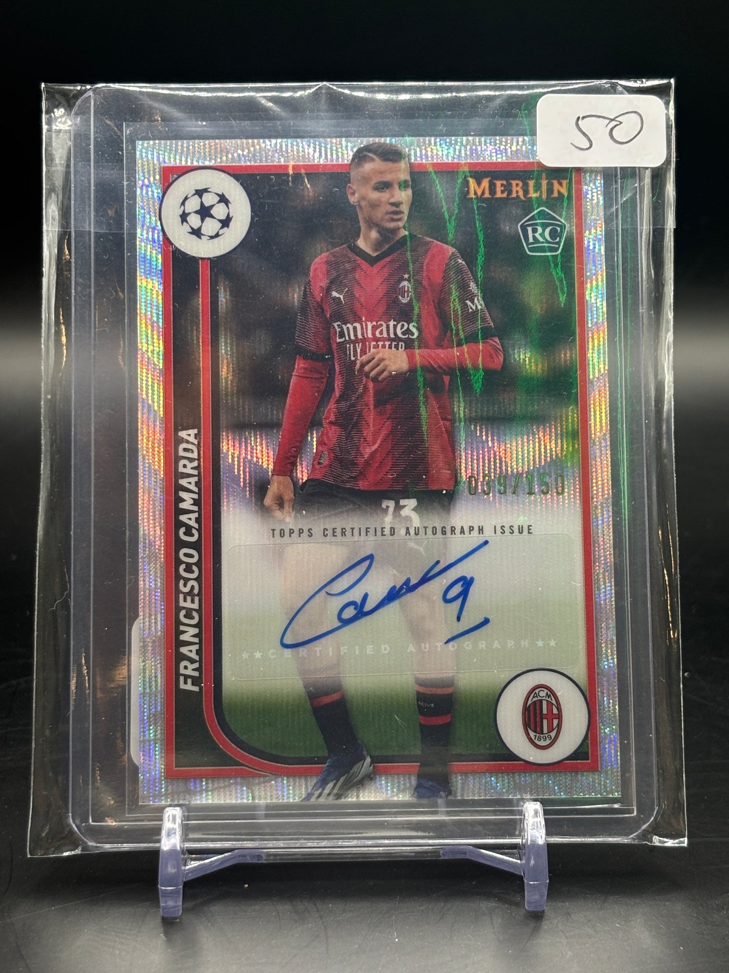 2024/25 Topps Chrome Sapphire Francesco Camarda Green Auto /99