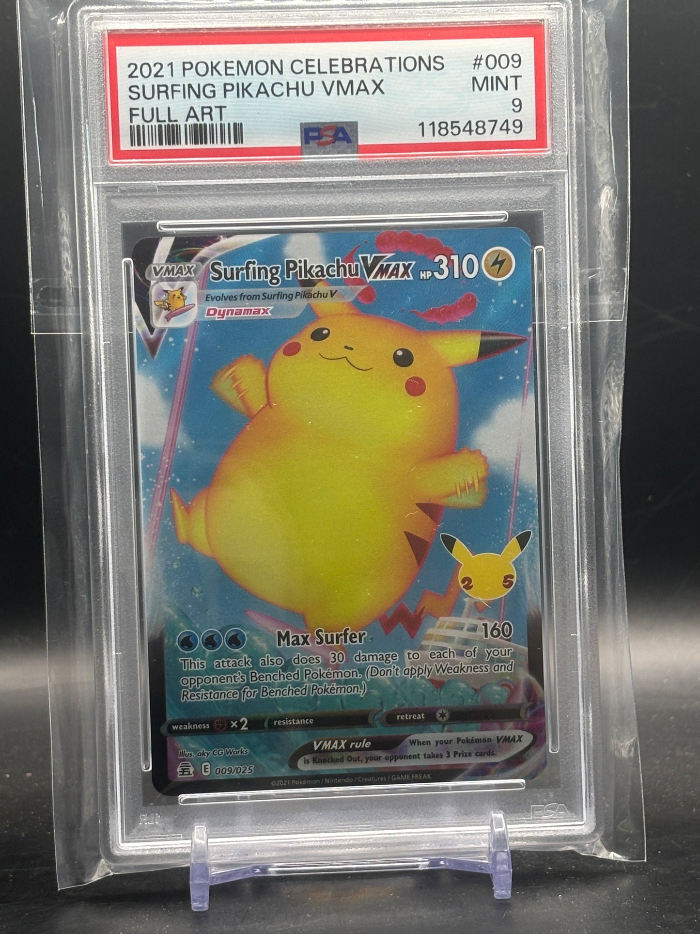 Pokemon Surfendes Pikachu VMAX (CEL 009) PSA 9 118548749