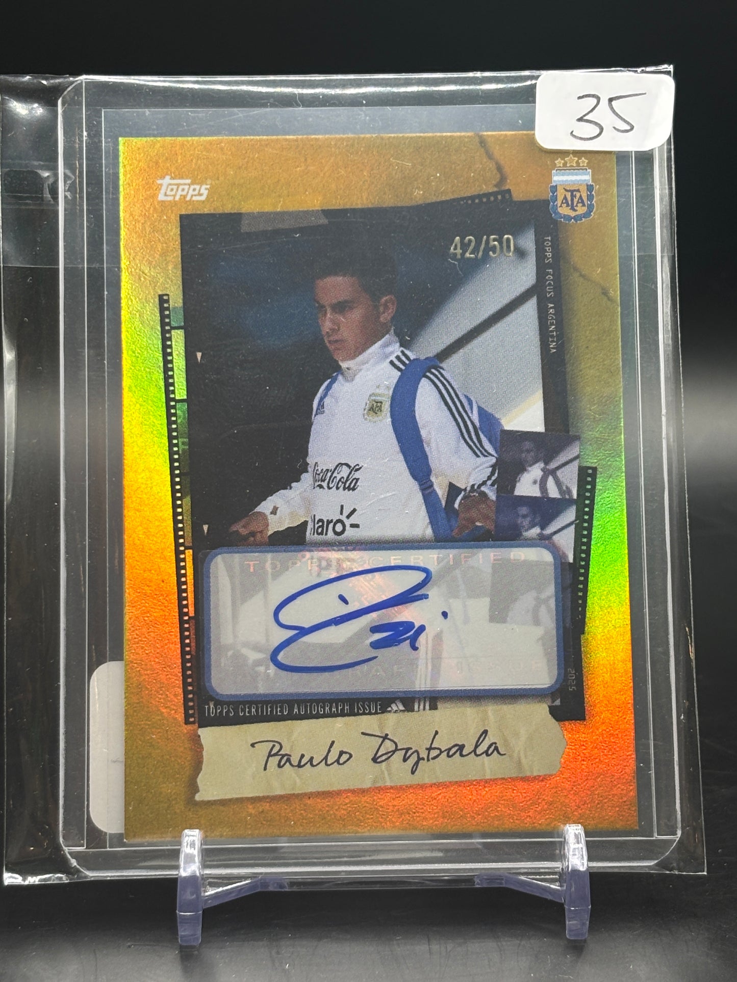 2025 Topps Focus Argentina Paulo Dybala Gold Auto /50