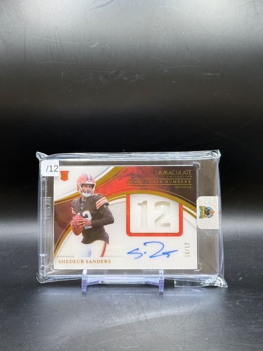 2025 Panini Immaculate NFL Shedeur Sanders Cleveland Browns Numbers Auto 10/12