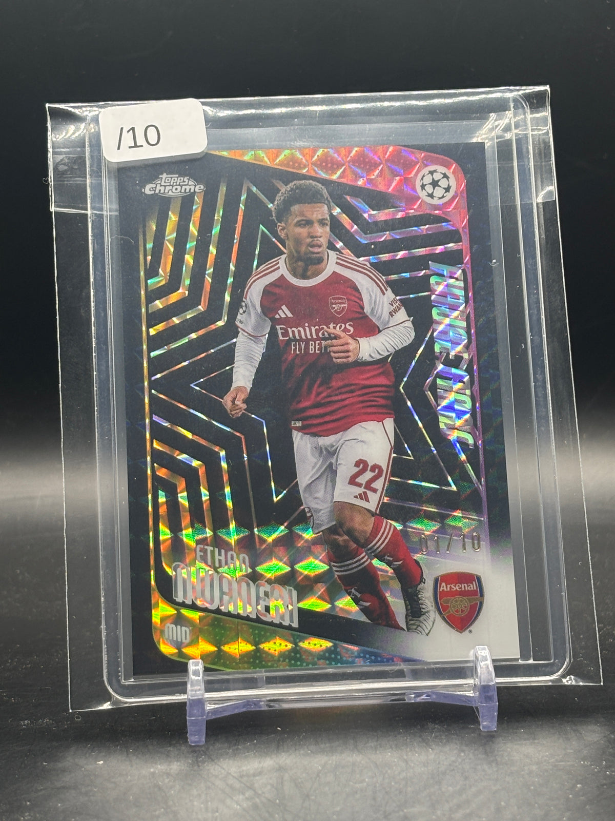 2025-26 Topps Chrome UCC Ethan Nwaneri Arsenal FC Black Geometric 01/10