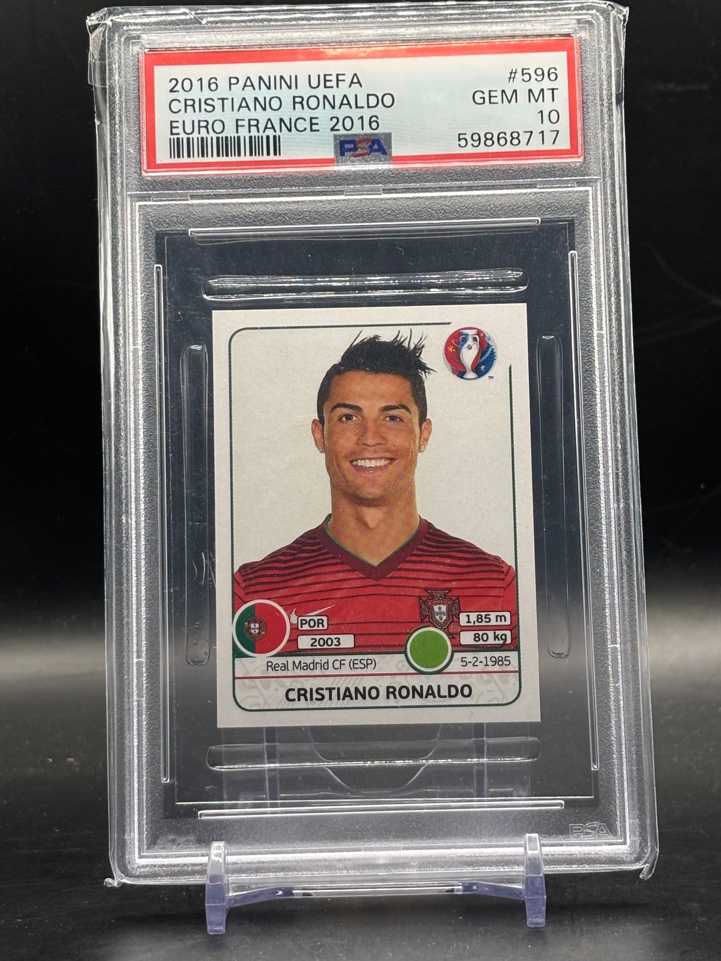 2016 Panini UEFA Euro Sticker Cristiano Ronaldo Portugal PSA 10 59868717