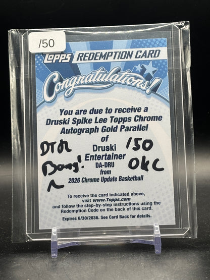 2025-26 Topps Chrome Update NBA Druski Entertainer Gold Auto /50