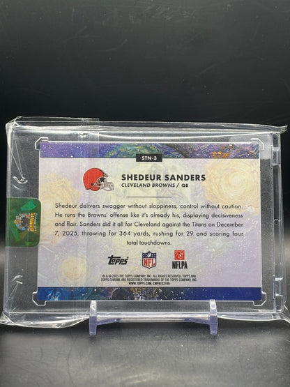 2025 Topps Cosmic Chrome NFL Shedeur Sanders Cleveland Browns Green Stars in the Night 70/75