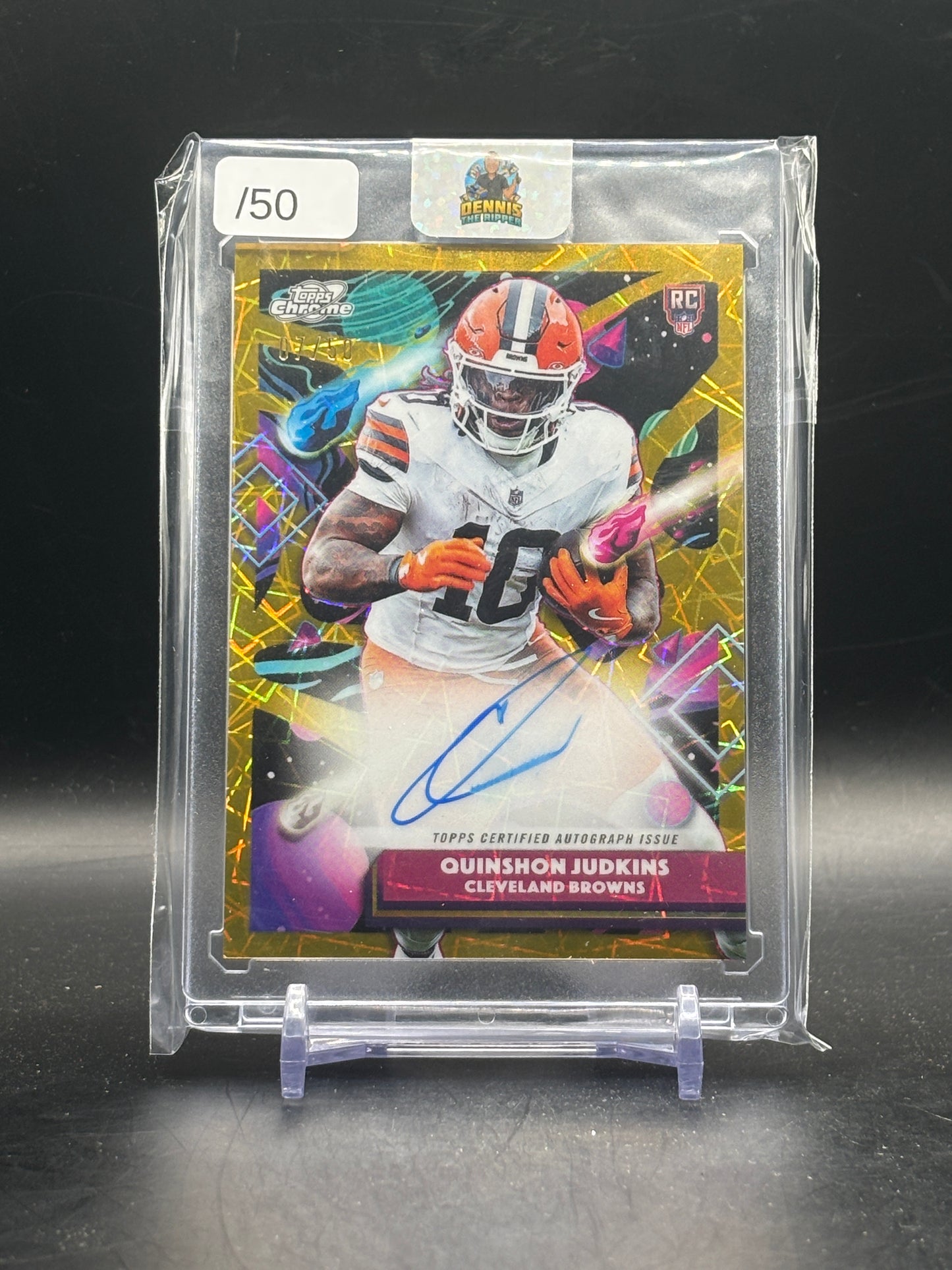 2025 Topps Cosmic Chrome NFL Quinshon Judkins Cleveland Browns Gold Auto 07/50