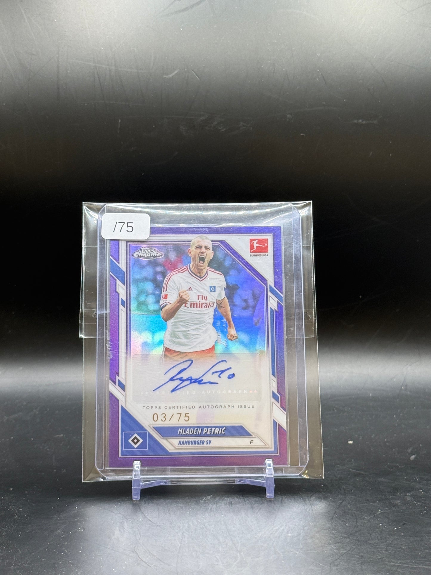 2025-26 Topps Chrome Bundesliga Mladen Petric Hamburger SV True Purple Auto 03/75