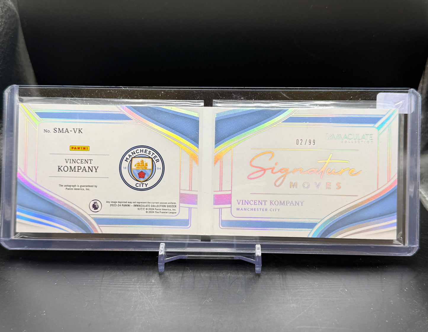 2023-24 Panini Immaculate Soccer Vincent Kompany Manchester City Signature Moves Auto 02/99