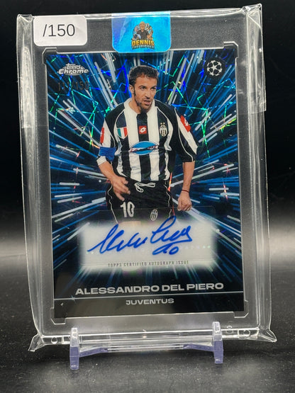 2025-26 Topps Chrome UCC Alessandro Del Piero Juventus Blue Black Lazer Auto 111/150