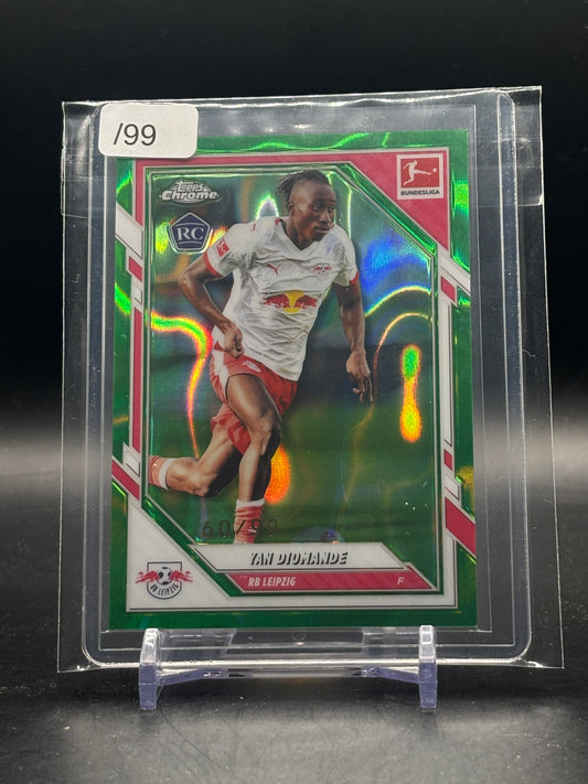 2025-26 Topps Chrome Bundesliga Yan Diomande RB Leipzig Green Lava 60/99