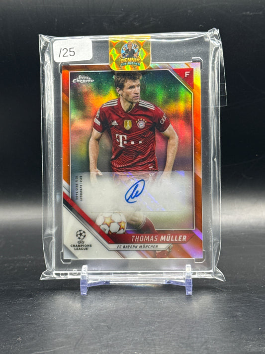 2021-22 Topps Chrome UCC Thomas Müller FC Bayern München Orange Auto 15/25