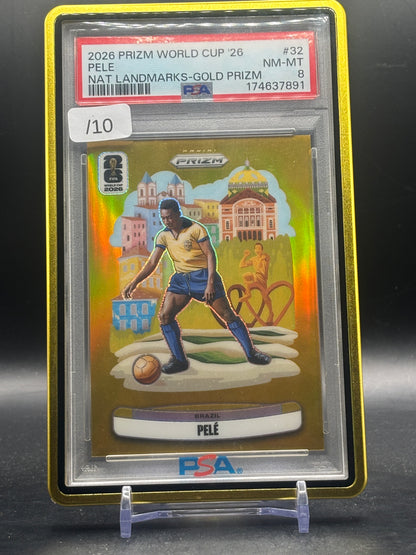 2026 Panini Prizm World Cup Pelé Brasil Gold Landmarks 05/10 PSA 8 174637891