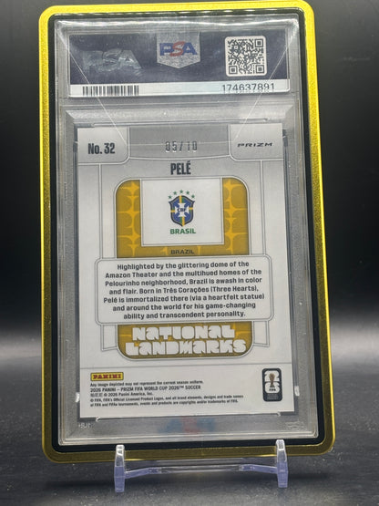 2026 Panini Prizm World Cup Pelé Brasil Gold Landmarks 05/10 PSA 8 174637891