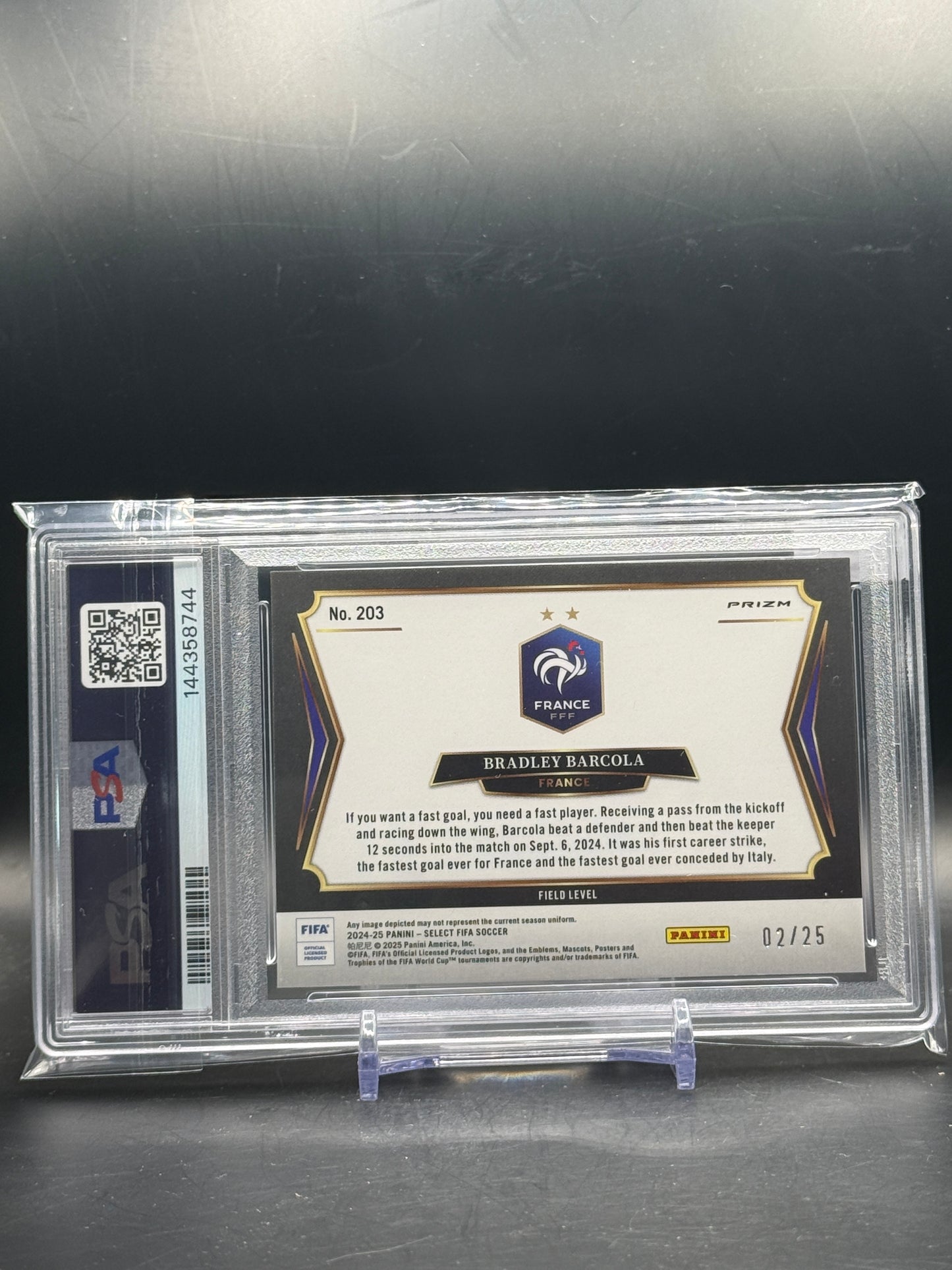 2024-25 Panini Select Fifa Bradley Barcola France Tie-Dye 02/25 PSA 8 144358744