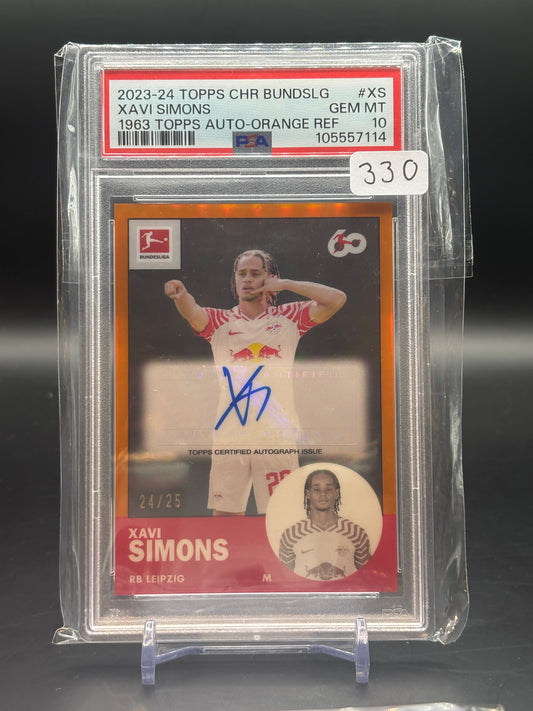 2023/24 Topps Chrome BuLi Xavi Simons Orange Auto /25 PSA 10 105557114