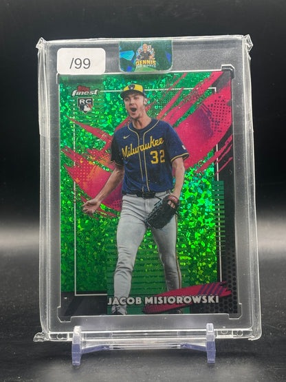 2026 Topps Finest MLB Jacob Misiorowski Milwaukee Brewers Green Mini-Diamond 53/99