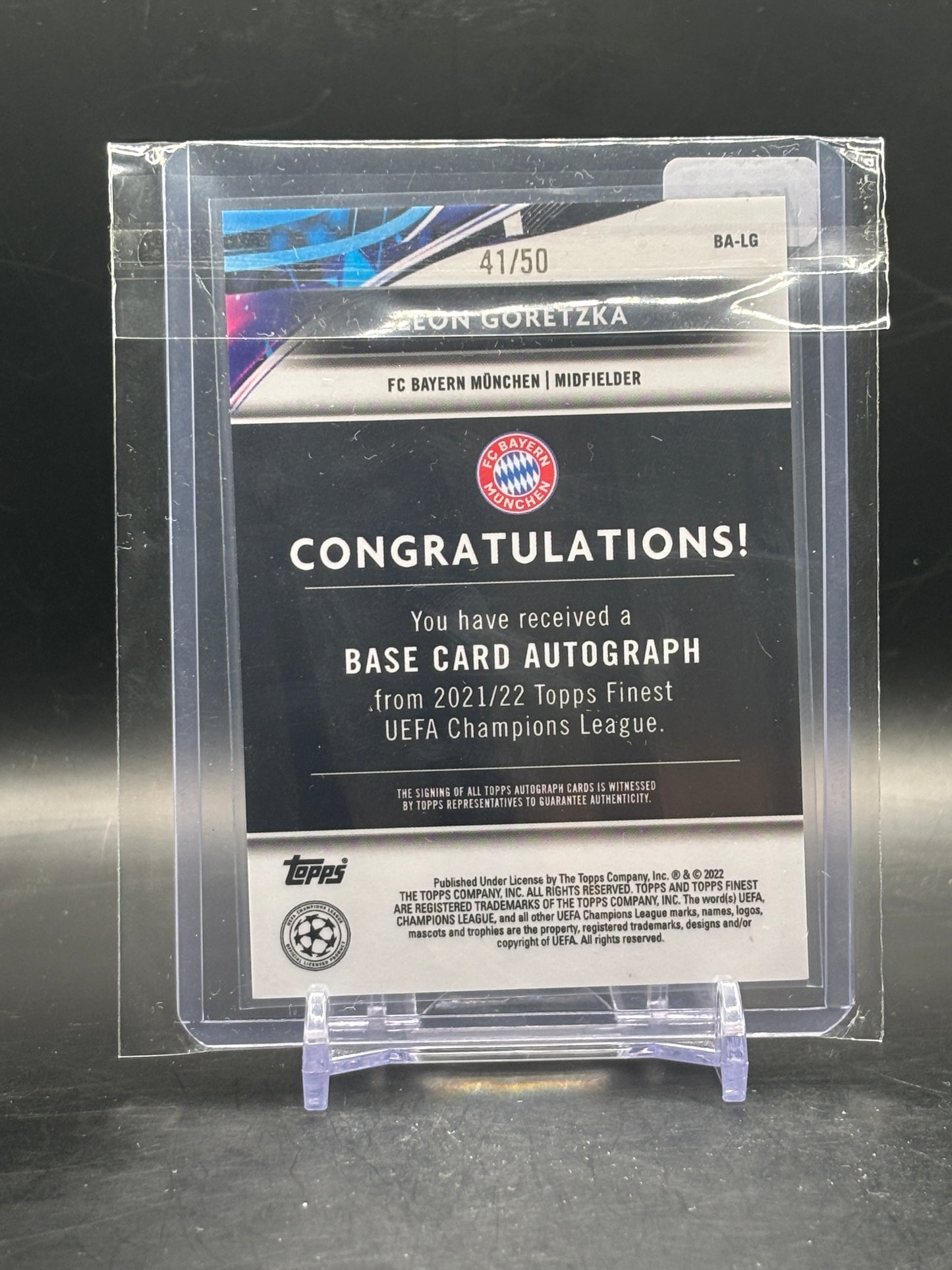 2021-22 Topps Finest UCC Leon Goretzka FC Bayern München Auto 41/50