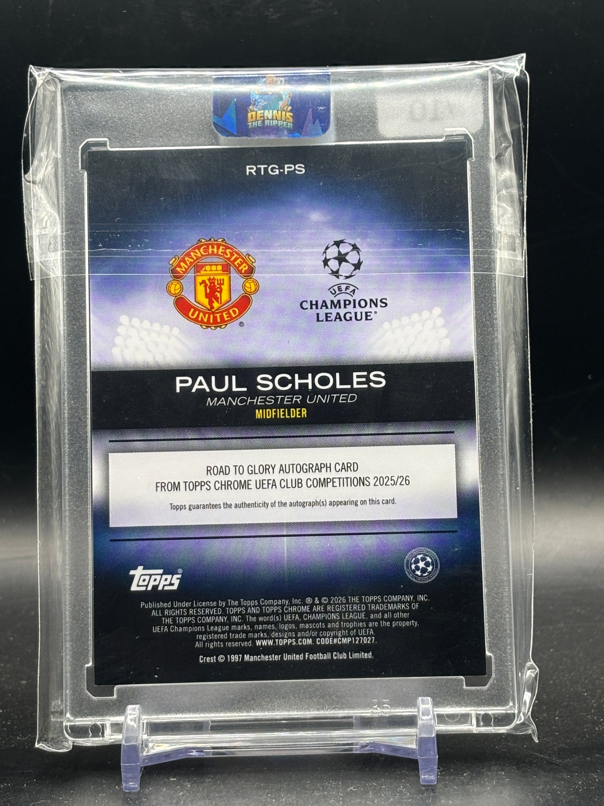 2025-26 Topps Chrome UCC Paul Scholes Manchester United Black Road to Glory Auto 07/10