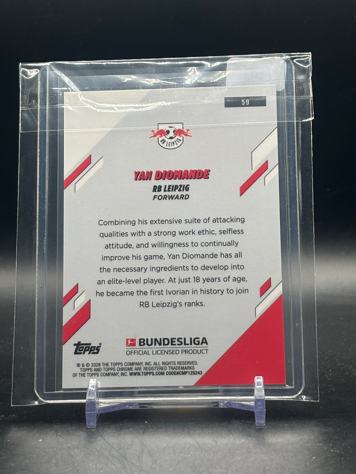 2025-26 Topps Chrome Bundesliga Yan Diomande RB Leipzig Blue Mini Diamond 119/150