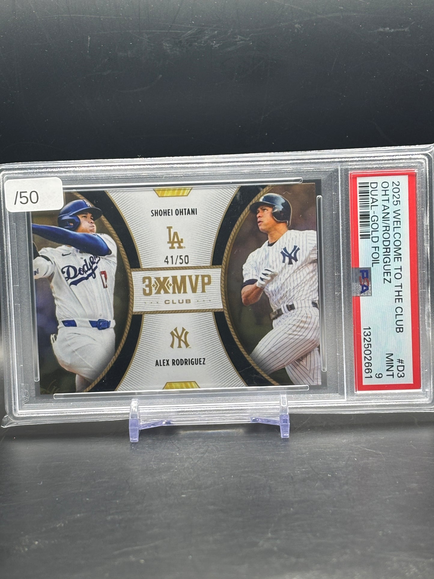 2025 Topps Welcome to the Club Shohei Ohtani / Alex Rodriguez Dual Gold 41/50 PSA 9 132502661