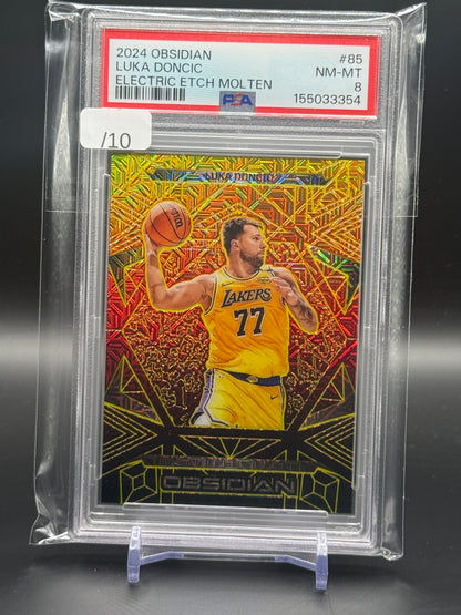 2024 Panini Obsidian NBA Luca Doncic Los Angeles Lakers Electric Etch Molten 07/10 PSA 8 155033354