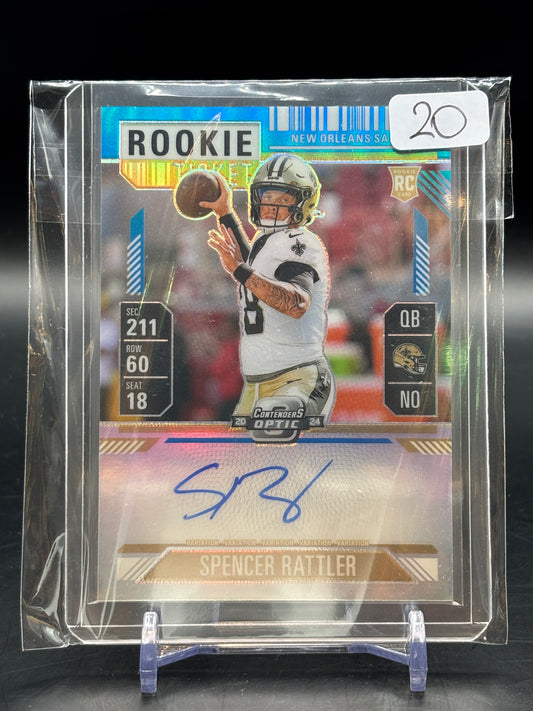 2024 Panini Contenders Optic Spencer Rattler Blue Auto /75
