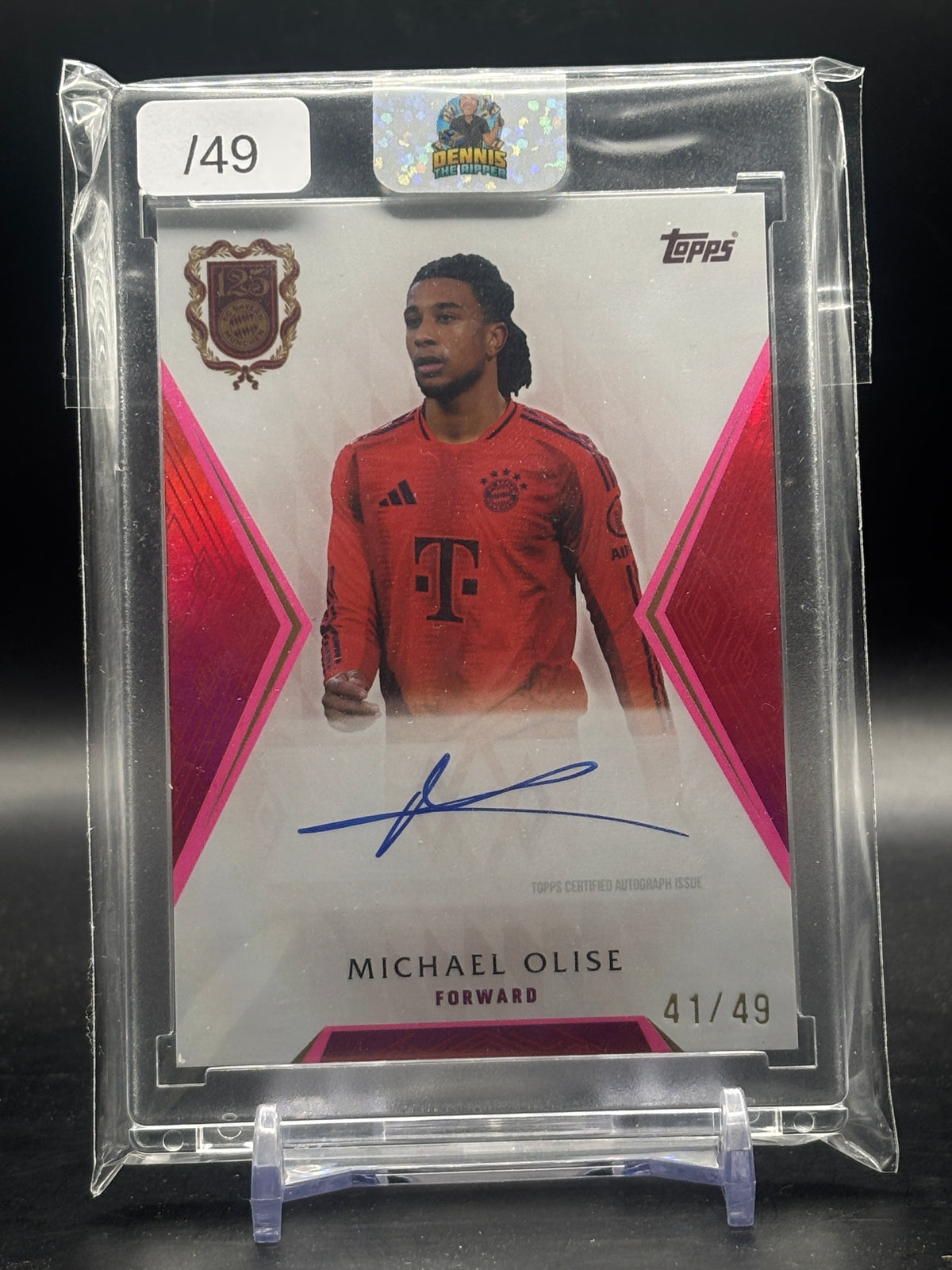 2025 Topps FC Bayern München 125 Years Michael Olise Pink Auto 41/49