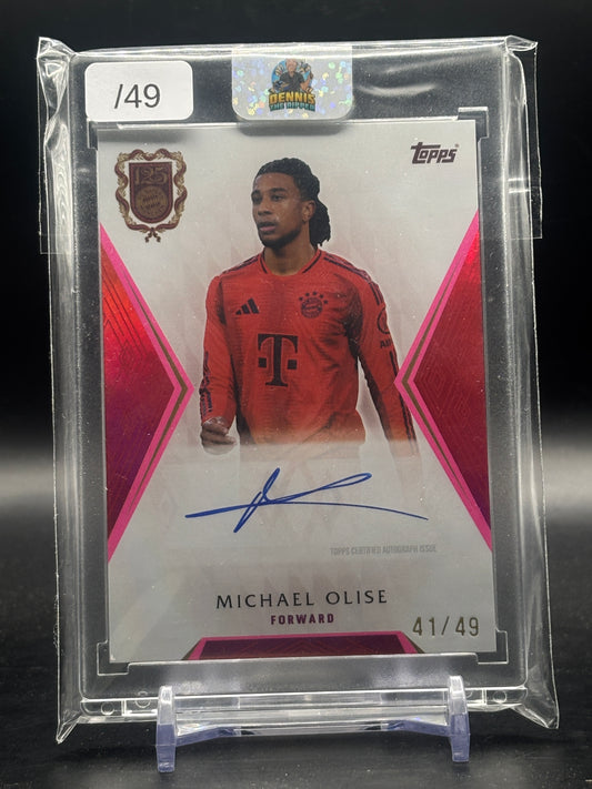 2025 Topps FC Bayern München 125 Years Michael Olise Pink Auto 41/49